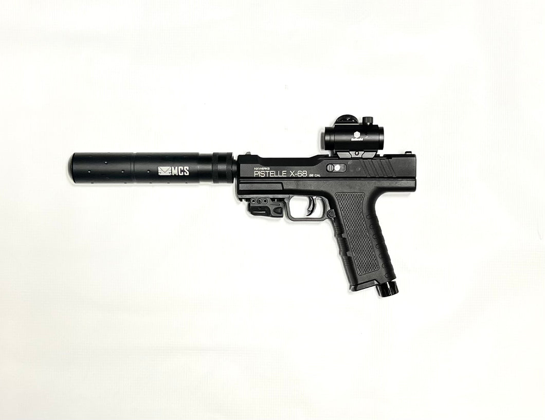 ** NEW ** PISTELLE X-68 W/ BARREL & SUPPRESSOR KIT - HOME DEFENSE PISTOL - 70-80 JOULES OUT OF THE BOX - PACKAGE!