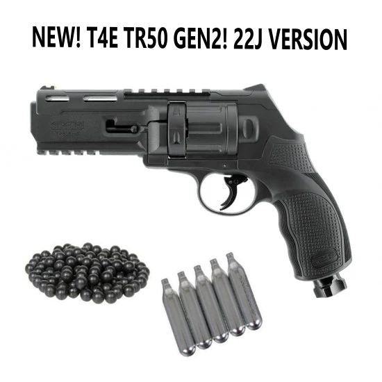 T4E HDR/TR50 GEN2 CUSTOM HOME DEFENSE EDITION .50 Caliber Co2 Revolver- Up To 22 JOULES 600fps - Rubber/Riot Ball  Black - Starter Package! **ETA SEPT 15** PREORDER NOW!