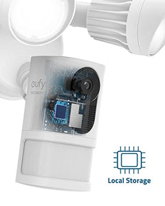 eufy Security Floodlight Cam E220, 2K, No Monthly Fees, 2000 Lumens, Weatherproof, Built-in AI, Non-Stop Power, Motion Only Alert