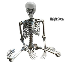 Load image into Gallery viewer, Teocary Halloween Skeleton Prop, Posable Life Size Human Skeleton Family Full Size Skull Hand Life Body Anatomy Model Decor with Lamp with Sound, Halloween Prop Indoor Outdoor
