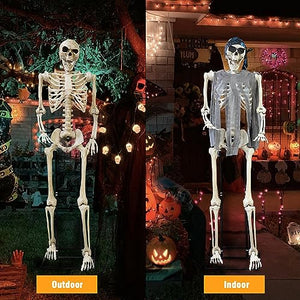 KiLiKuaLa 7Ft/84 Giant Halloween Skeleton Pose-N-Stay Life Size Skeleton Full Body Realistic Human Bones with Posable Joint for Halloween Decor Haunted House Graveyard Props Spooky Party Decoration