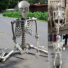 Load image into Gallery viewer, Teocary Halloween Skeleton Prop, Posable Life Size Human Skeleton Family Full Size Skull Hand Life Body Anatomy Model Decor with Lamp with Sound, Halloween Prop Indoor Outdoor
