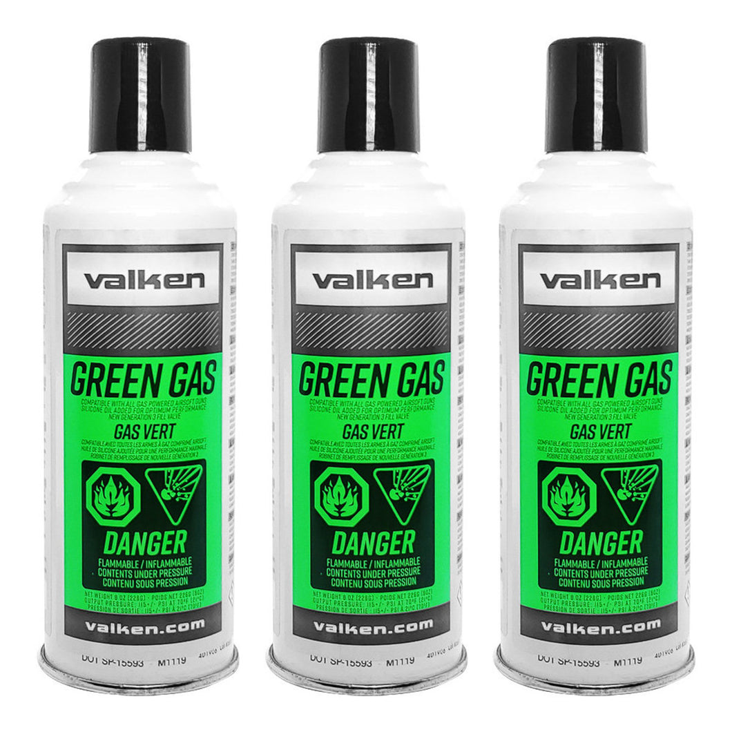 Valken Green Gas 3 PACK - **SHIP UPS GROUND ONLY**