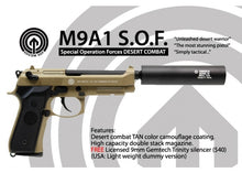 Load image into Gallery viewer, SOCOM GEAR FULL METAL SOF M9 GAS BLOW BACK WITH GEMTECH
