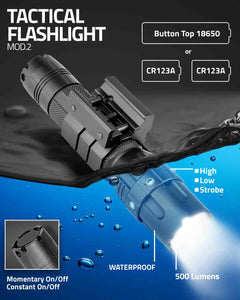 Vism/NcStar - Pro Series Flashlight Mod2/ 3w 500 Lumen/ Modes: High - Low - Strobe/ Rail Mount